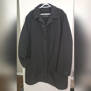 Calvin Klein Men's Fit Funnel Topcoat Black Suit Big and Tall 48 Trench